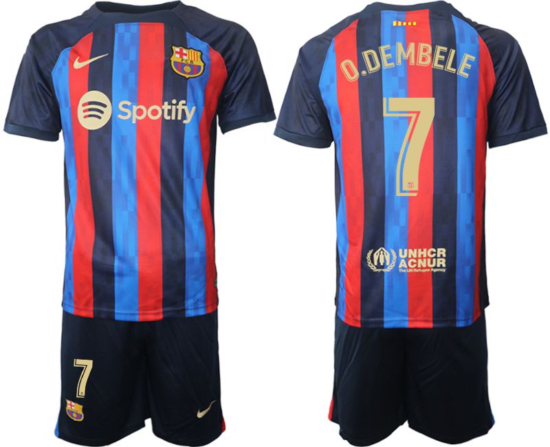 Men 2022-2023 Club Barcelona home blue #7 Soccer Jersey